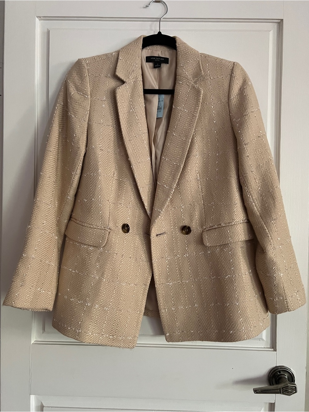 Ann Taylor Beige Tweed Two-Button Blazer - Picture 1 of 5